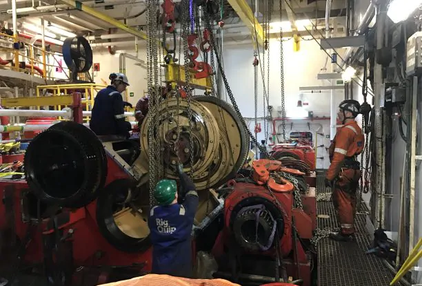Technical team servicing critical drilling equipment